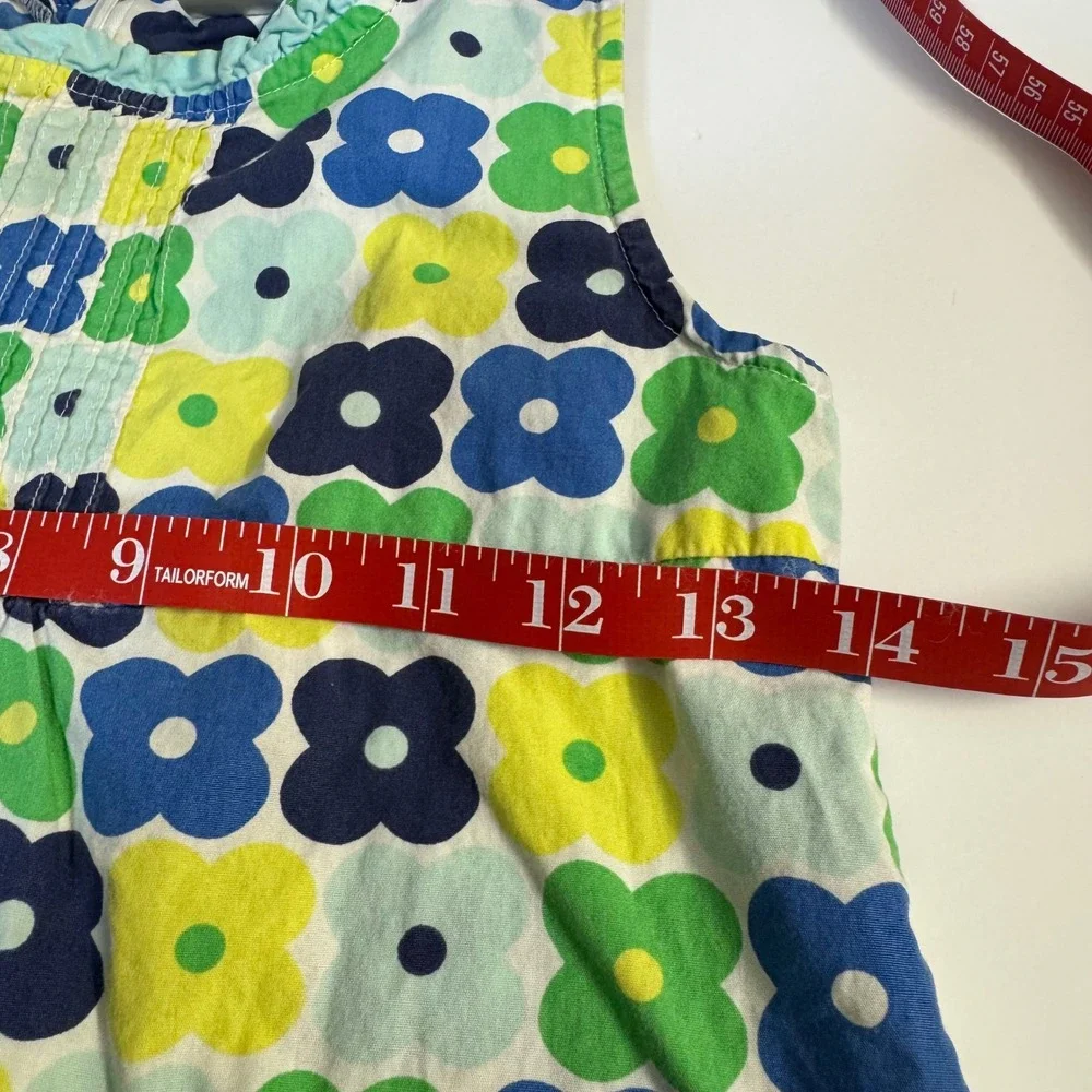 2008 Gymboree Girls Size 8 Blue Green Yellow Floral Sleeveless Cotton Top